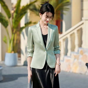 Women's White Blazer Three Quarter Sleeve Slim Fit Solid Color Breathable No Wrinkle Treatment Spring Summer 2025 - Product Image 3