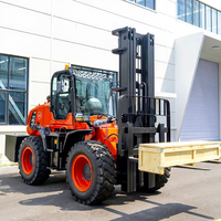 Chariot élévateur diesel HengWang 1,5 tonne, 2 tonnes, 3 tonnes, 5 tonnes à quatre roues motrices avec triple mât et levage libre complet pour empilage de foin