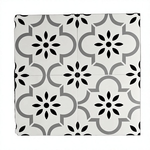 Sunnda Italian Style White Black Modern Rustic Floral Pattern Porcelain Interior Antibacterial Anti-Slip for Villa <b>Walls</b> - Product Image 1