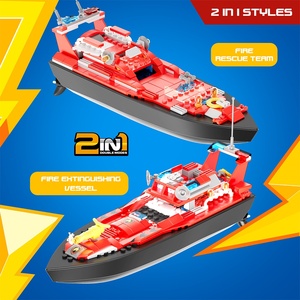 Barco teledirigido V102 RC 2.4G, barco de velocidad con control remoto 2 en 1, juguete de bloques de construcción de barco de rescate contra incendios para niños - Product Image 3