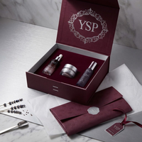 Ensemble d'emballages de luxe sur mesure pour soins de la peau, couleur bordeaux, avec fermeture magnétique, boîte rigide pliable et insert