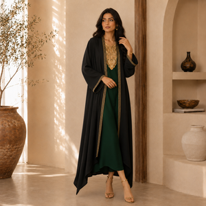 Elegantes Marokkanisches Offenes Abaya-Set Luxuriös Besticktes Bescheidenes Kleid Boutique Dubai Kollektion - Product Image 1