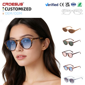 Gafas de Sol Redondas con Logotipos Personalizados, Gafas de Sol Transparentes con Protección UV400 para Hombre y Mujer, Estilo Vintage Retro de Diseñador - Product Image 1