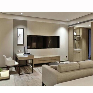 Ensemble de meubles de chambre d'hôtel commercial minimaliste moderne, placage de bois personnalisé, <span class=keywords><strong>suite</strong></span> d'accueil pour projet de luxe - Product Image 4