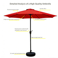 Sombrilla de Columna Central para Exteriores, de Hierro, Moderna, de Alta Calidad, Personalizada, para Parques, Hoteles, Patios, Jardines, Diseño Impermeable