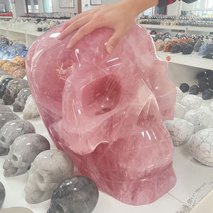天然高品質クリスタルスカル卸売カスタムサイズビッグサイズラージローズクォーツスカル - Product Image 2