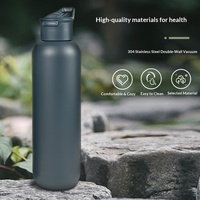 Gobelet isotherme personnalisé avec logo, écologique, portable pour le sport en extérieur, en acier inoxydable 304 à double paroi avec couvercle et paille, pour les voyages