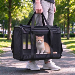Transportín de Lujo para Mascotas Aprobado por Aerolíneas, Bolsa de Viaje Portátil para Perros, Transportín de Malla Transpirable de Lados Blandos para Gatos, para Mascotas Pequeñas - Product Image 4