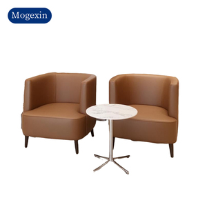 เก้าอี้โซฟาหนังสไตล์อิตาเลียนเก้าอี้เท้าแขนสไตล์โรงแรมเก้าอี้โซฟาหนังสีน้ำตาลคาเฟ่เก้าอี้เลานจ์ - Product Image 6