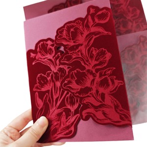 Custom Velvet Luxury Eco-friendly Wedding Stationery Featuring Elegant European Design Customizable Gold Foil Christmas - Product Image 5
