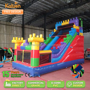 Castillo Inflable de Bloques de Construcción, Casa de Brinco con Tobogán y Soplador, Alquiler Comercial para Parques Infantiles - Product Image 2