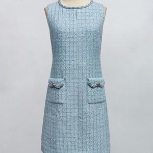 Vestido sin mangas con cuello redondo y cuentas, estilo elegante y fresco, nueva colección primavera 2025 - Product Image 3