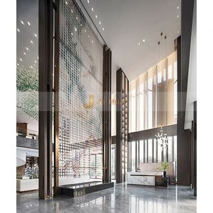 ANN2879 Brushed Stainless Steel Decorative <b>Screen</b> Panel Custom Partition <b>Wall</b> System for Corporate Space Design - Product Image 3
