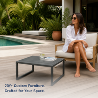 Table à thé carrée moderne et durable en acier inoxydable pour cour et villa