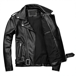 2025 New Casual Autumn Men's Single <b>Button</b> Regular PU Leather Bomber Jacket OEM Service Black Quick Dry & Breathable - Product Image 2
