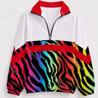 Veste coupe-vent à fermeture éclair 1/4 personnalisée pour femmes, imprimé tigre/zebra, résistante à l'eau