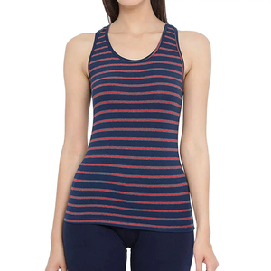 Camisetas sin mangas casuales de punto transpirable para mujer de marca privada con logo frontal, mezcla de algodón - Product Image 3