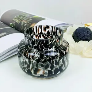 Custom Luxury Leopard Spots Colored Glass Candle Jar