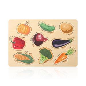Panneaux de puzzle 3D en bois à tenir à la main, jouet éducatif Montessori pour bébés et enfants avec des panneaux en forme de fruits et d'animaux - Product Image 5