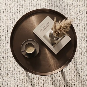 Tavolino Rotondo in Ferro Minimalista Italiano, Tavolino <span class=keywords><strong>da</strong></span> Caffè Stile Vintage per Soggiorno, Comodino Moderno e Semplice - Product Image 3