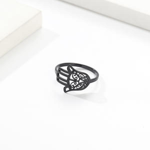 Fatima Hand <b>Titanium</b> Steel <b>Ring</b> For Women Gold Silver Black Hollow Design Protective Charm Jewelry Gift - Product Image 3