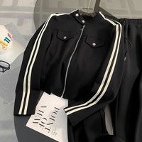 Ensemble de vêtements de sport élégants et sophistiqués pour femmes, automne précoce, cardigan à capuche élégant, pantalon large, coupe décontractée, deux pièces
