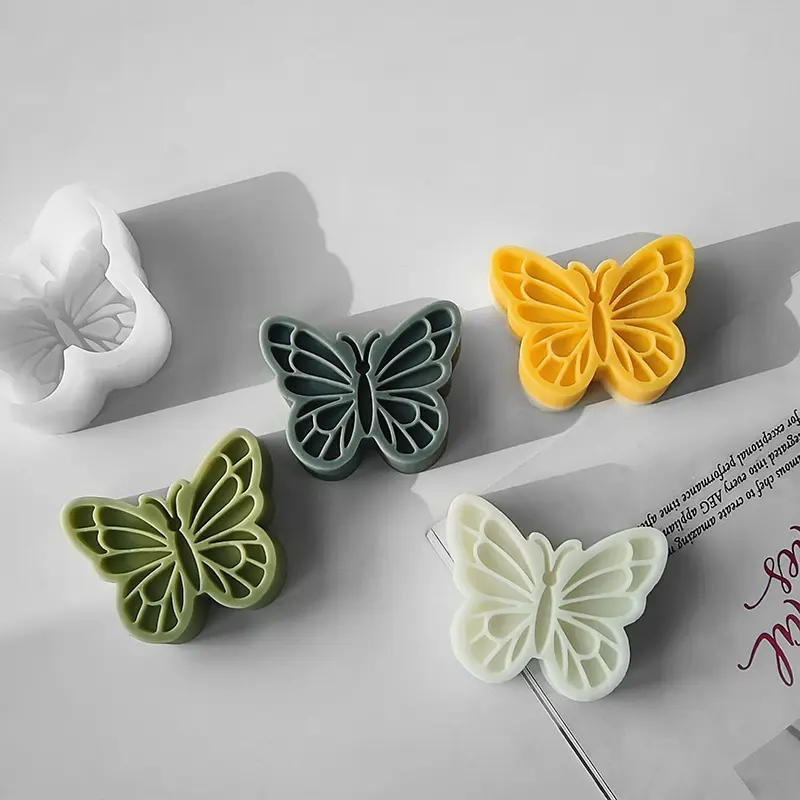 Molde de silicone para velas de aromaterapia borboletas, difusor de sabão artesanal, molde de silicone para gotejamento de pedras e borboletas, faça você mesmo