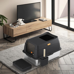 Grand bac à litière en métal entièrement fermé OEM avec plateau pliable de 20 litres couvercle en acier inoxydable tiroir amovible-matériau PP - Product Image 4