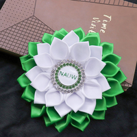 Association nationale des femmes universitaires symbole déclaration Corsage broche haute qualité vert blanc Satin NAUW bijoux fleur broche