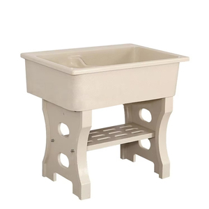 Lavatoio Doppio in Fibra di Vetro e Plastica, Realizzato a Mano in Un Unico Pezzo, Design Moderno per Uso Commerciale, Balcone, Giardino e Lavanderia - Product Image 1