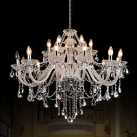 Lustre en cristal de verre européen, lampe suspendue de luxe pour mariage, hôtel, villa, salon, éclairage décoratif