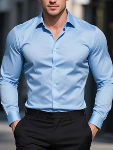 <span class=keywords><strong>Chemise</strong></span> habillée homme de qualité supérieure, coupe ajustée, manches longues, col classique, pour affaires et occasions décontractées, design élégant - Product Image 2