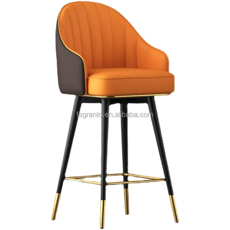 높은 바 의자 금속 가죽 의자 다채로운 식당 의자 바 가구 세트