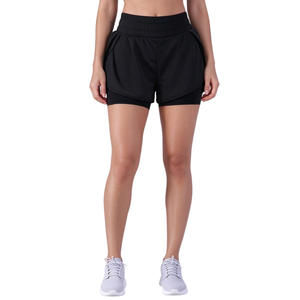 Shorts de tennis amples taille haute 2-en-1 pour femmes, écologiques, séchage rapide, respirants, anti-plis, tissés, avec poche téléphone – Vente en gros - Product Image 4