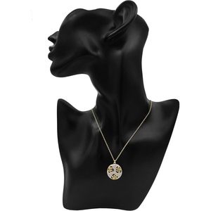 Collar con Colgante de Diamantes Naturales en Forma de Círculo, Diamantes Blancos, Oro Amarillo, Plata de Ley, Cadena de 18 Pulgadas, Uso Diario para Mujer - Product Image 3