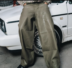 <span class=keywords><strong>Jean</strong></span> en denim ciré écologique de haute qualité pour homme, coupe baggy taille mi-haute, imprimé léopard, style streetwear hip-hop personnalisé, tendance 2026 - Product Image 5