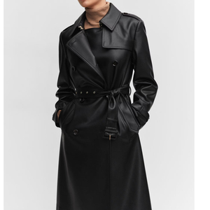 Abrigo de Cuero para Mujer de Alta Calidad, Diseño de Moda Invernal, Cuello Camisero, Diseño Personalizado, Manga Larga - Product Image 1