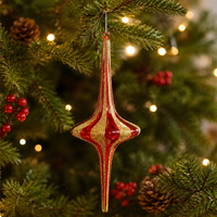 Maßgefertigter Handgeblasener Glas-Eiszapfen Weihnachtsbaumschmuck Rot und Gold Vintage Umweltfreundlich Handbemalte Feiertagsbaum-Dekoration