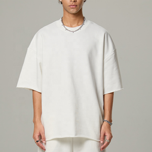 Acid Wash Heavyweight Streetwear Blank Plain <b>Curling</b> Oversized Men Streetwear Printing Customized TShirts and Shorts Sets - Product Image 5