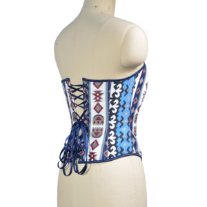 Top Corsé Étnico Tribal con Estampado Geométrico para Mujer, con Tirantes de Lazo, Estilo Bustier, Top Corto Bohemio para Vacaciones o Club - Product Image 5