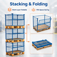 Cage à palettes en acier galvanisé pliable et robuste pour le stockage en entrepôt