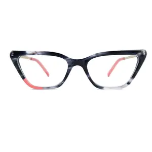 新しいデザインのラミネーションキャットアイアセテート眼鏡女性光学フレーム卸売中国製