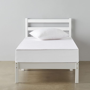 Struttura del <span class=keywords><strong>letto</strong></span> con piattaforma in legno di pino massiccio con <span class=keywords><strong>testiera</strong></span> a coste, moderna, facile da montare, singola, bianca - Product Image 2