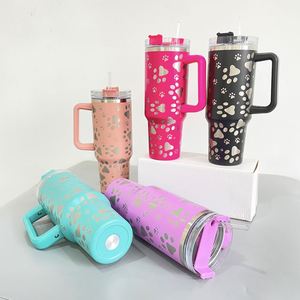 Gobelet isotherme personnalisé avec logo imprimé patte de chat, 40 oz (1200 ml), en acier inoxydable à double paroi, isolé sous vide, pour café - Product Image 1