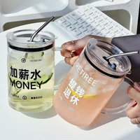 34oz Grande Capacité Globe Tasse en Verre Clair à Paroi Unique Café Jus de Lait Tasse en Verre Moderne avec Couvercle Tasse à Paille à Haute Borosilicate