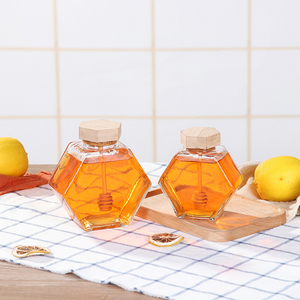 Tarro de Miel de Vidrio Hexagonal - Product Image 3