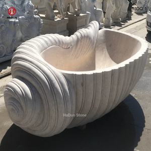<span class=keywords><strong>Conch</strong></span> şekilli bej mermer küvet HaDun el oyma bağlantısız Seashell küvet özel tasarım doğrudan abd üretici - Product Image 1
