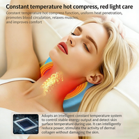 Appareil de traction cervicale sans fil à télécommande avec compresse chaude pulsée, micro-courant et coussin de massage chauffant pour le cou