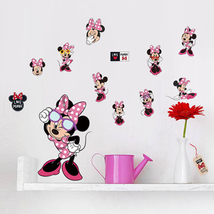 Autocollants muraux Minnie Mouse en PVC imperméable, décoration de chambre d'enfant, thème de la Saint-Valentin, forme irrégulière, autocollants plats - Product Image 2
