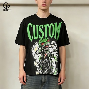 T-shirt pour homme en coton 100% 300 g/m², coupe ample, épaules tombantes, style vintage streetwear, logo personnalisé OEM, imprimé graphique - Product Image 1